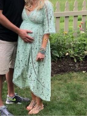 ASOS Maternity Mint Lace Wrap Dress with Loop Trim